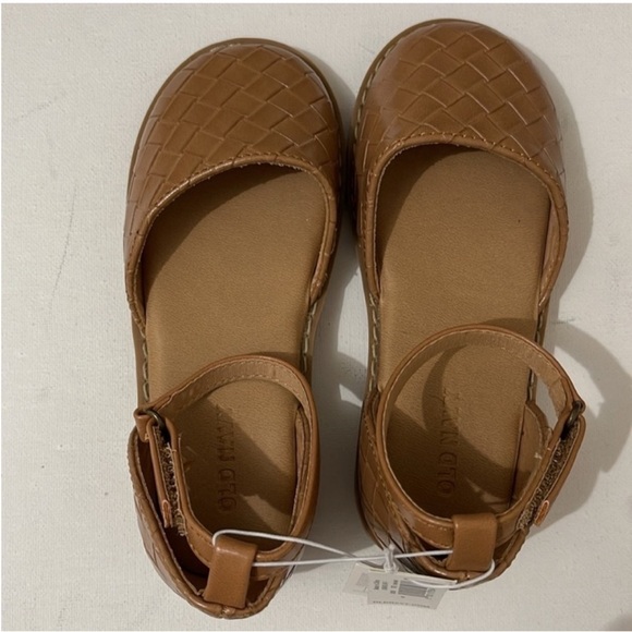 Old Navy Chunky Embossed Buckle-Strap Brown Woven Shoes  NWT Size 9 - Picture 5 of 6